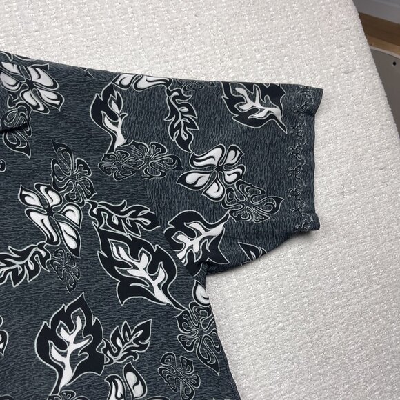 Y2K 725 Originals Mens L Hawaiian Tribal Print Button up Shirt Grey / Black - Picture 4 of 15